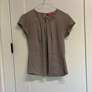 Boden Grey Cap Sleeve Pleated Silk Blouse, 4